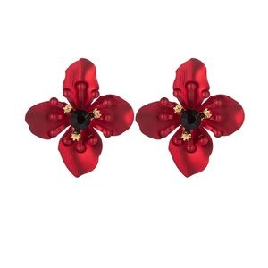 Festive Iridescent Red Jasmin Flower Earring